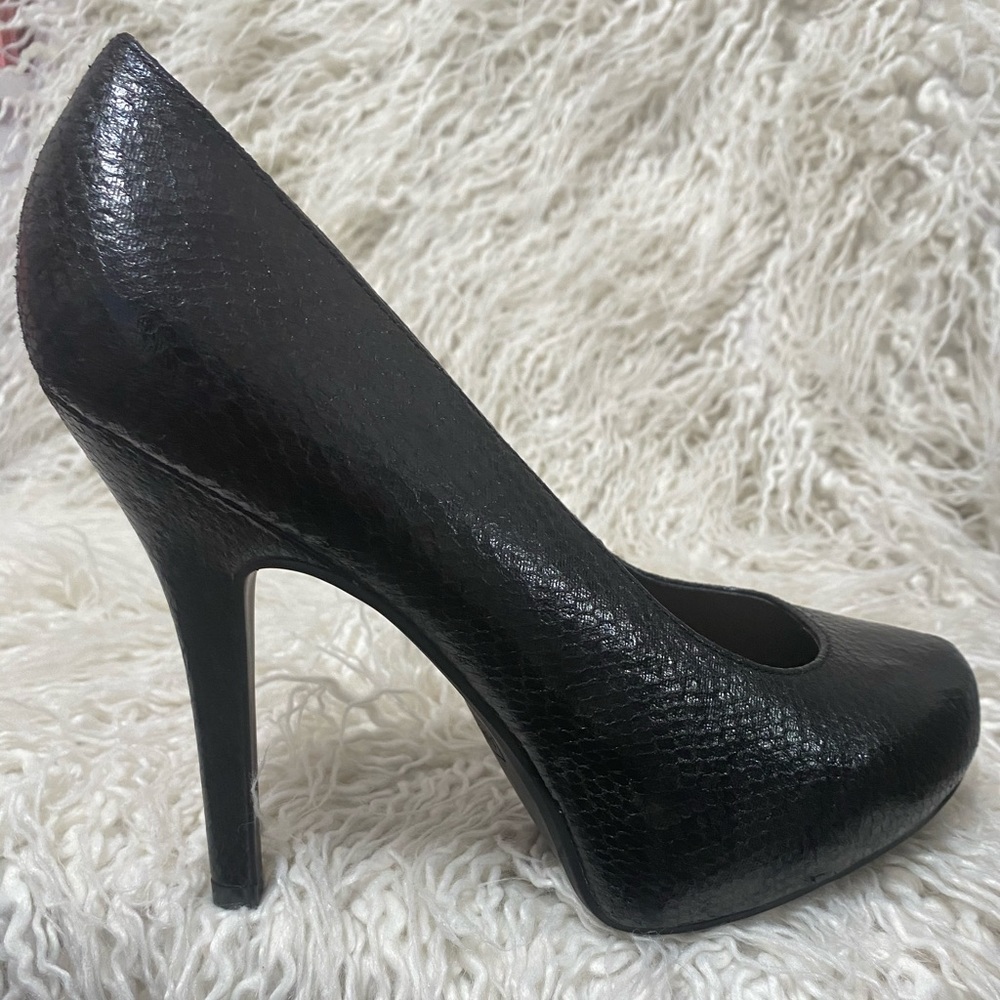 ANDIAMO ‘Acrimson’ Black Python Stiletto Heels